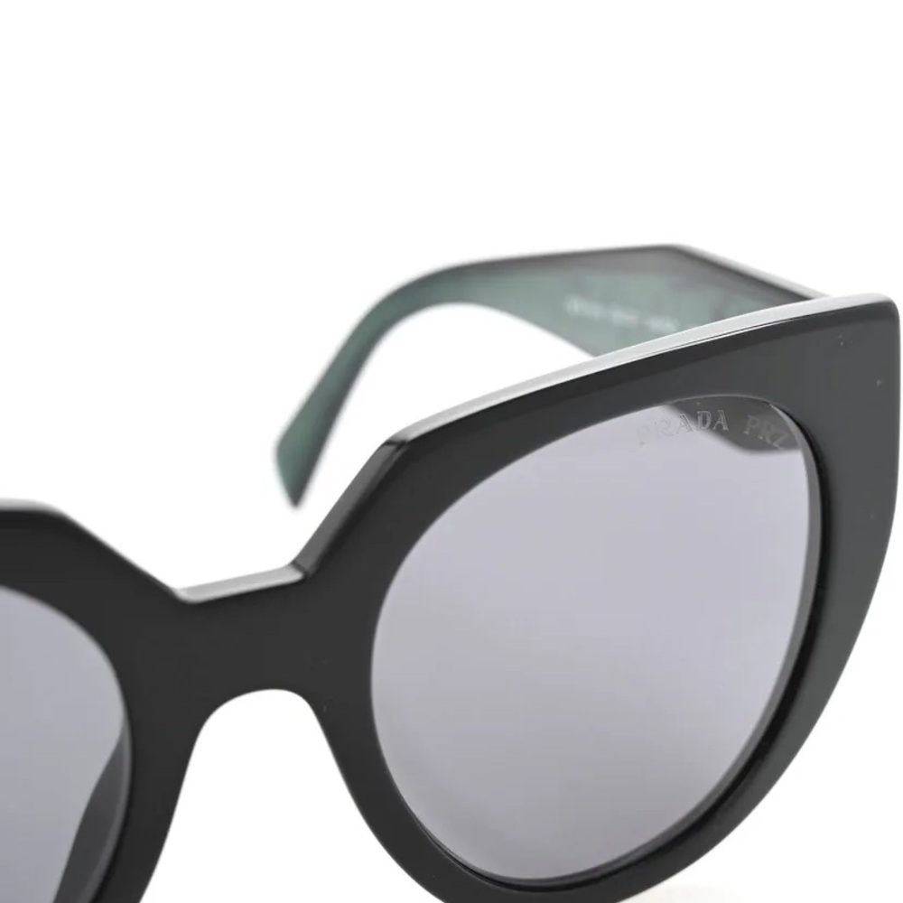 Prada Women's Acetate Black Cat-Eye Sunglasses. SPR 14W Black Green - Picture 7 of 16